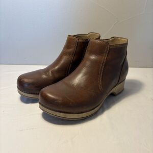 Dansko Barbara Tan Brown Oiled Platform Leather Comfort Ankle Boots SZ 8/ EU 38